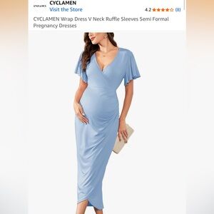 Cyclamen Light Blue Wrap Dress Marternity